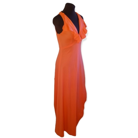 Host pick! Patricia Fair dress maxi low v-neck, sleeveless, coral, size p 13. - Picture 4 of 11